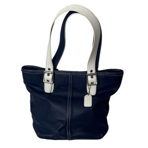 Coach Vintage Navy/White Hampton Tote Bag.